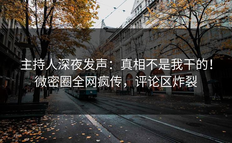 主持人深夜发声：真相不是我干的！微密圈全网疯传，评论区炸裂