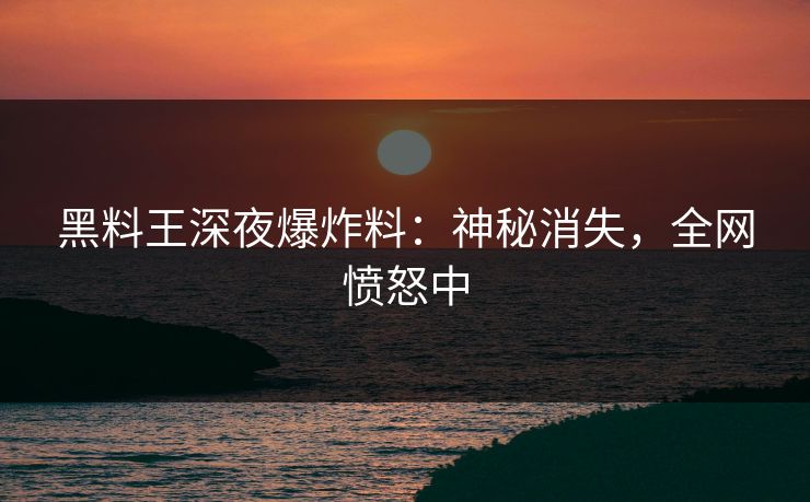黑料王深夜爆炸料：神秘消失，全网愤怒中