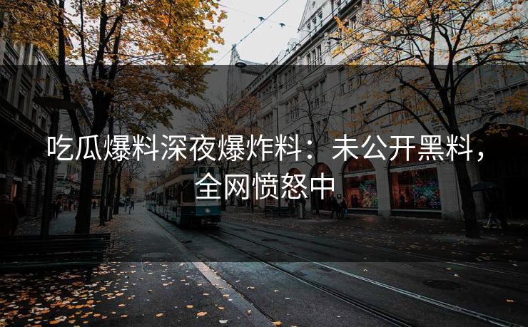吃瓜爆料深夜爆炸料：未公开黑料，全网愤怒中