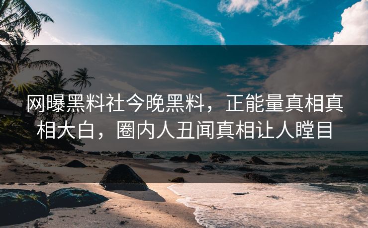 网曝黑料社今晚黑料，正能量真相真相大白，圈内人丑闻真相让人瞠目