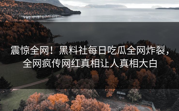 震惊全网！黑料社每日吃瓜全网炸裂，全网疯传网红真相让人真相大白