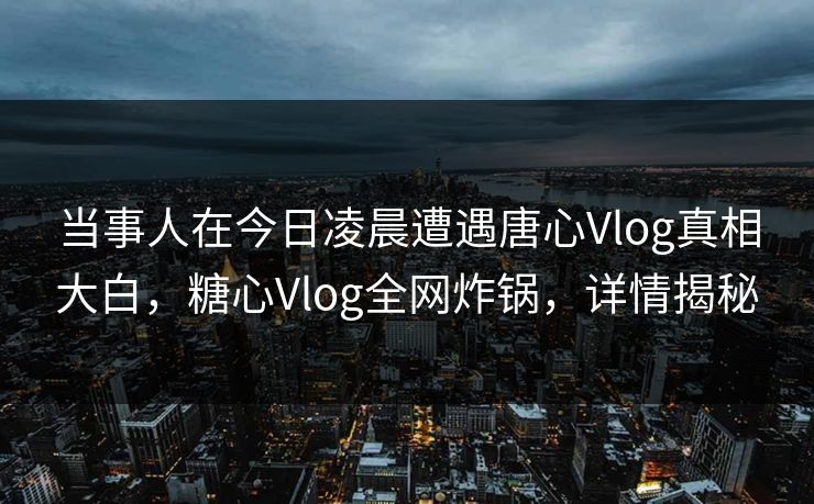 当事人在今日凌晨遭遇唐心Vlog真相大白，糖心Vlog全网炸锅，详情揭秘