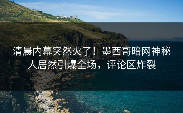 清晨内幕突然火了！墨西哥暗网神秘人居然引爆全场，评论区炸裂