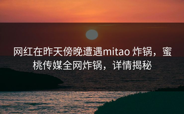 网红在昨天傍晚遭遇mitao 炸锅,蜜桃传媒全网炸锅,详情揭秘 网红在昨天傍晚遭遇mitao 炸锅,蜜桃传媒全网炸锅,详情揭秘